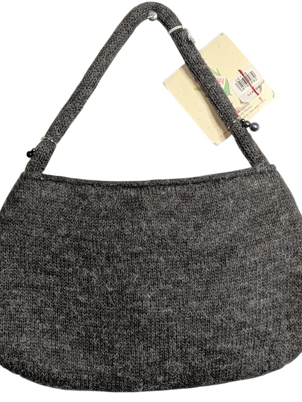 Bath Body Works Gray Knit Y2k Beaded Small Shoulder Bag Cozy Dark Academia Fairy - Picture 4 of 7